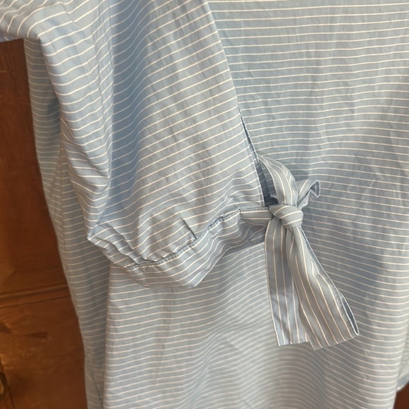 Madewell Striped Popover Top Classic Tie Sleeve Blue G1892 Size XXS - Picture 6 of 14